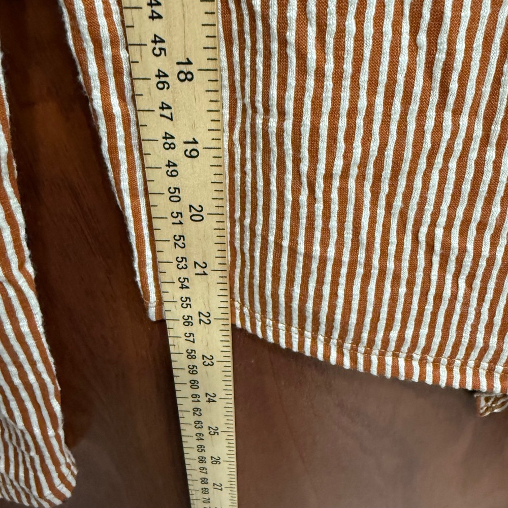 Caution To The Wind Brown Striped Tie Front Long Sleeve Top Womens Size M - Picture 4 of 5
